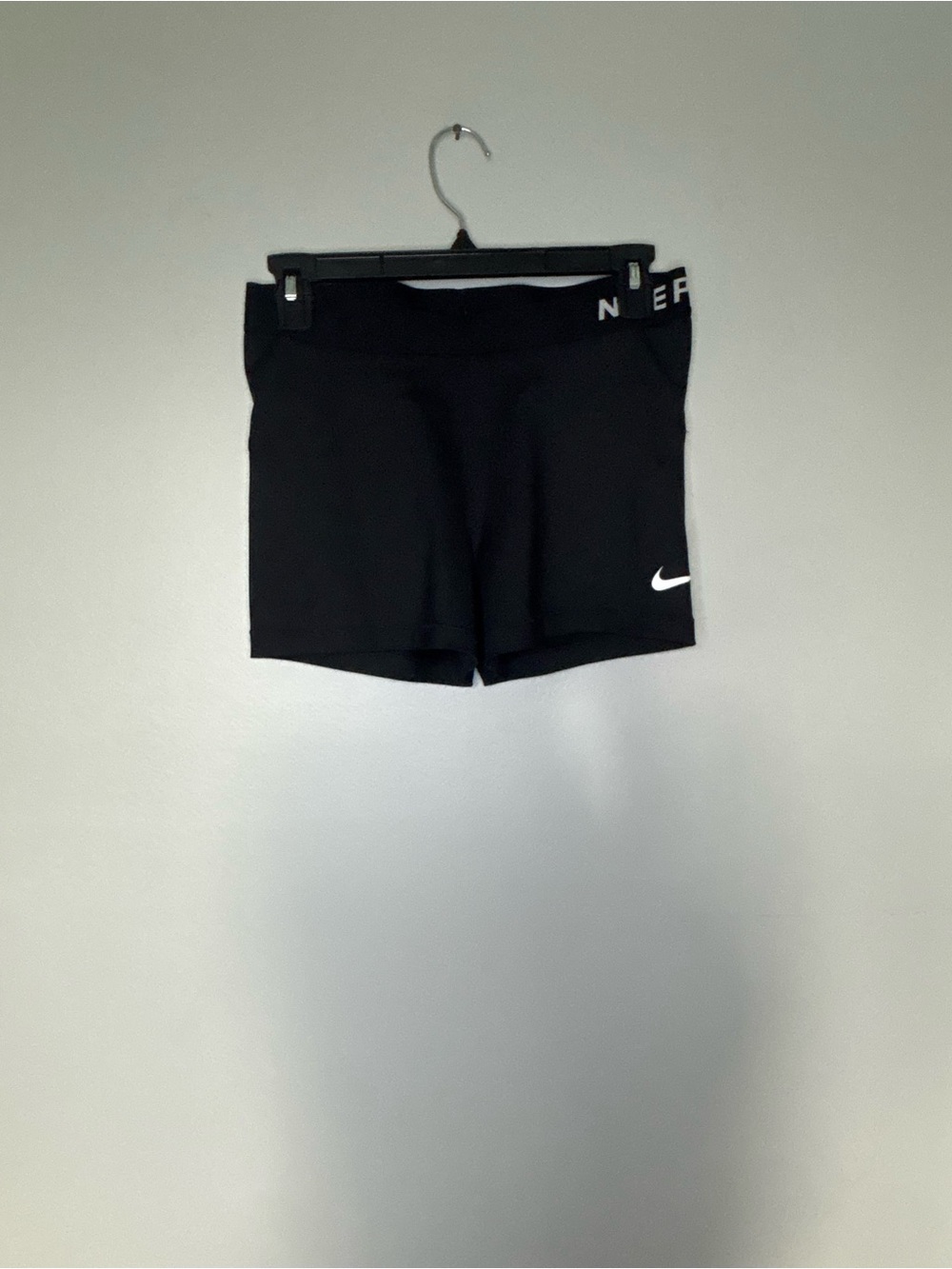 Nike Pro Black Women's Mid-Rise Bike Shorts with White Swoosh